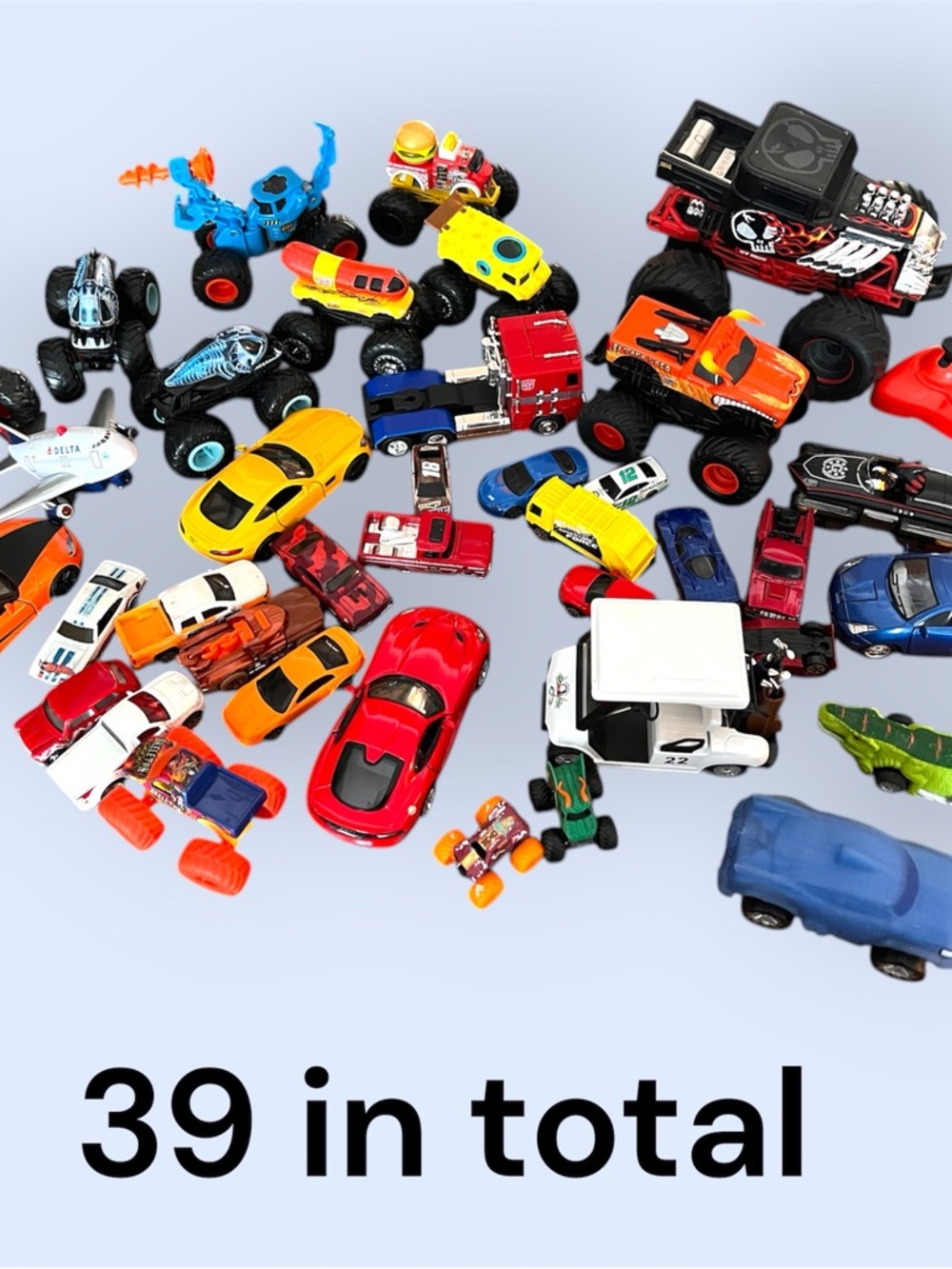 Kids Toy Vehicle Pack - 39-Piece Assorted Color Cars & Trucks
